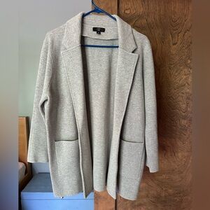 J. Crew 365 Grey Open Front Cotton/Wool Blend Knit Cardigan M
